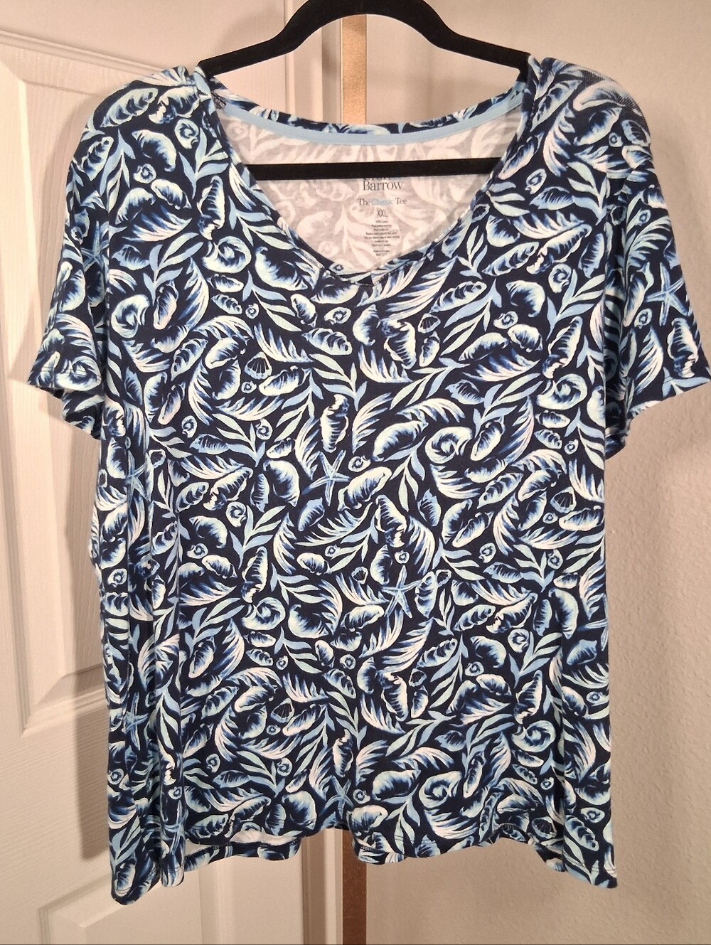 Croft And Barrow Blue Printed T Shirt Blouse XXL
